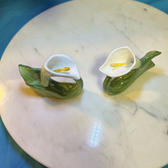 Napkin rings, vintage ceramic white flowers with green stems- vintage - Picture 4 of 9